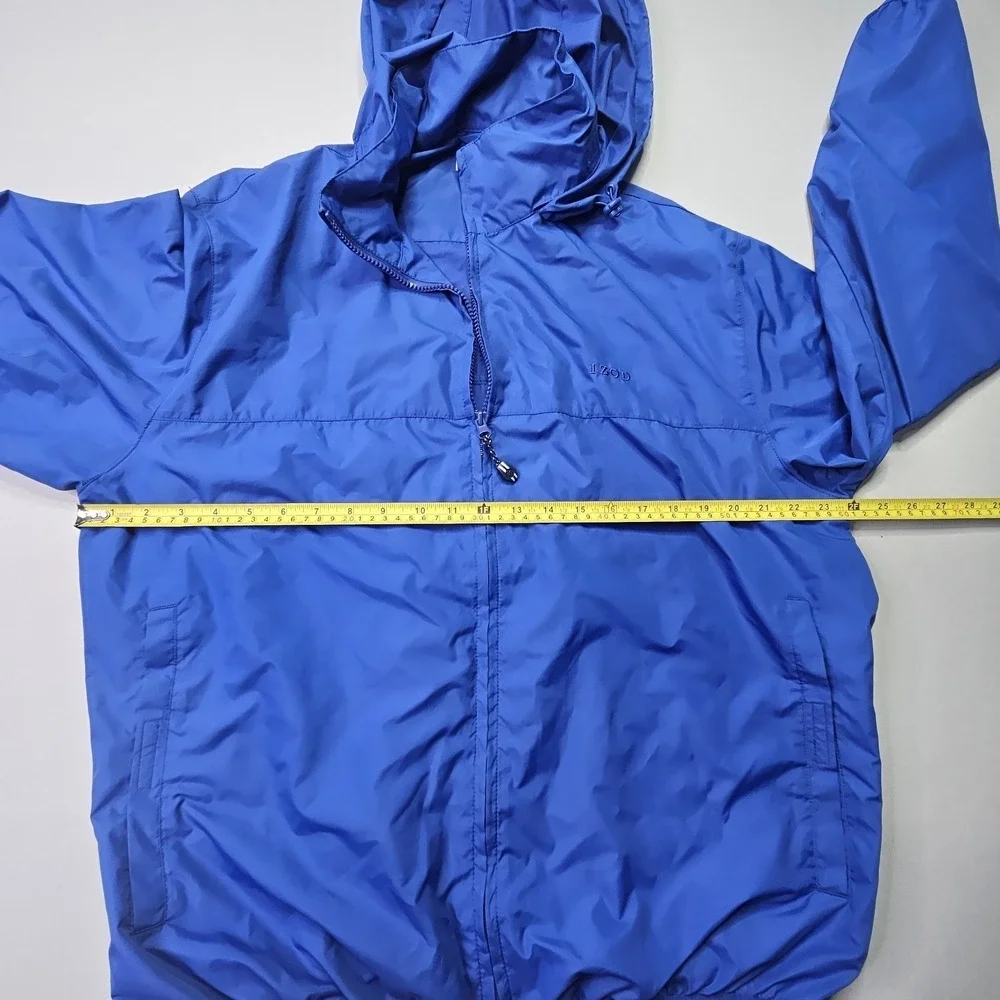 IZOD Golf Men's XL Blue Windbreaker Jacket Full Zip Hooded Performance